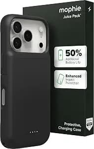 Mophie Juice Pack Battery Case For Iphone 17 Pro - Slim Charging Case, Up To 50% Extra Battery Life, High Impact Protection, Magnetic Back For Wallets & Mounts, Sustainable Material, Black