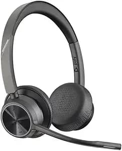 Poly - Voyager 4320 Uc Wireless Headset (Plantronics) - Headphones With Boom Mic - Connect To Pc/Mac Via Usb-C Bluetooth Adapter, Cell Phone Via Bluetooth - Works With Teams, Zoom & More,Black