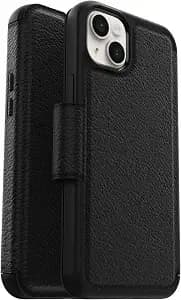 Otterbox Iphone 14 Plus Strada Series Case - Black - Leather Folio Iphone Case With Card Holder, Snaps To Magsafe, Genuine Leather, Pocket-Friendly Design With Drop Protection