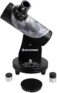 Celestron Firstscope Signature Series Moon Tabletop Dobsonian Telescope - Manual Tabletop Dobsonian Telescope With Moon Map Wrap, Great For Beginners, Compact & Portable, Includes Lunar Ebook