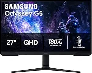 Samsung 27" Odyssey g5 (g51f) Series Qhd (1440p) Gaming Monitor - 180hz, 1ms, Amd Freesync, hdr10, Height Adj Stand, Black Equalizer, Virtual Aim Point, Auto Source Switch+ (ls27fg512enxza)