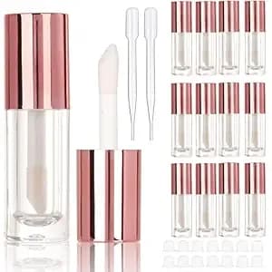 Cosidea 14pcs Empty 6ml Big Brush Chunky Lip Gloss Tubes For Diy Lip Gloss,Rose Gold Large Doe Foot Wand L Lipgloss Containers