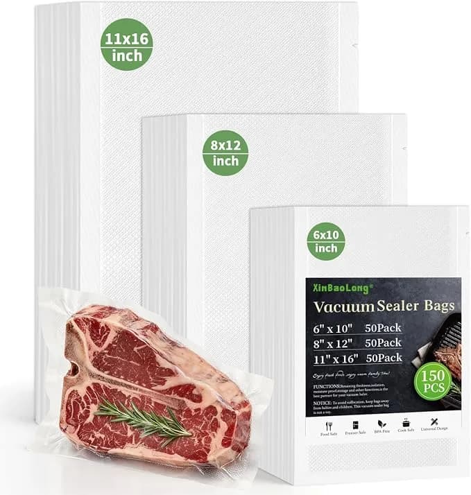 Vacuum Sealer Bags, 11"x16" Gallon, 8"x12" Quart, 6"x10" Pint, 150pcs - Commercial Grade, Bpa Free, Sous Vide Compatible, Puncture Prevention, Kitchen Essentials
