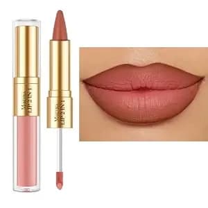 Maki Yika Brown Lip Liner Pink Matte Liquid Lipstick Combo For Women - 2in1 Long Lasting Lipsticks For Ombre Lips Waterproof Lipliner Lip Stick For Halloween Cruelty Free,lga12