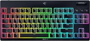 Razer Blackwidow v4 Low Profile Tkl Hyperspeed Wireless Gaming Keyboard: Orange Mechanical Switches - 2.4ghz Wireless & Bluetooth - Multi-Function Roller - 3 Control Buttons - Long Battery Life