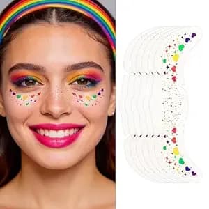 Pride Freckles Face Tattoo Rainbow Temporary Tattoo Freckles Heart Sparkle Makeup Patches Lgbt Freckle For Parade Festival Gay Pride Day Celebrations Party 6 Pack