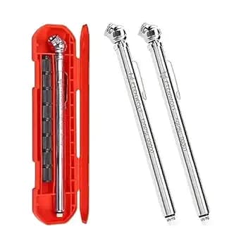 Etenwolf Pencil Tire Pressure Gauge 2 Pack (10-50psi, 20-120psi) - With 16 Tire Caps Calibrated To Ansi b40.1 Grade B(2%), Stainless Steel Body, Car Accessories For Pickups, Rvs, Bicycles