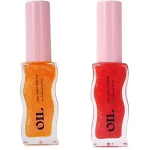 Grospe High Shine Smooth Finish Fruit Strawberry Honey Essence Lip Oil, Long-Lasting Moisturizing, Lip Line Smoothing, Transparent Pearl Lip Glaze, 8ml 2pcs