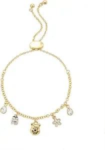 Disney Winnie The Pooh Two-Tone Crystal & Mop & Enamel Hunny Bolo - This Officially Licensed Winnie The Pooh Bolo Bracelet Is Crafted From Gold-Plated With Crystal And Mother Of Pearl Accents.