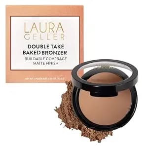Laura Geller New York Double Take Baked Bronzer For Mature Skin, Medium - Matte Bronzing Powder For Natural-Looking Warmth & Soft Contour, Buildable Color, Never Orangey Finish