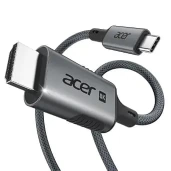 Acer Usb C To Hdmi 2.1 Cable 6.6ft (8k@60hz 4k@240hz) Unidirectional - Typec To Hdmi Braided Cord With 48gbps, Hdr, hdcp2.3, Thunderbolt 3/4/5 Compatible For Macbook, Xps, Iphone 17, Ipad, Surface