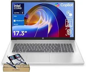 Hp 17.3" Touchscreen Business Copilot Ai Laptop Pc, Intel Ultra 5 225u, 16gb ddr5 Ram, 1tb Ssd, Wi-Fi 6, win11 Home, Backlit Keyboard, Webcam Shutter, Fingerprint Reader, Bundle With Pco Laptop Cooler