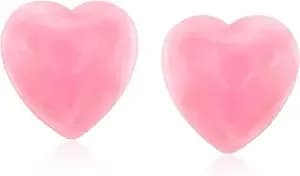 Ross-Simons Pink Jade Heart Earrings In 18kt Gold Over Sterling