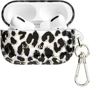 Kate Spade New York Airpods Pro 2nd/1st Case - City Leopard - Stylish Case W/Luxe Gold Ring Keychain For Bag, Tote, Backpack & More - Protective Case For Airpods Pro 1st & 2nd Generation