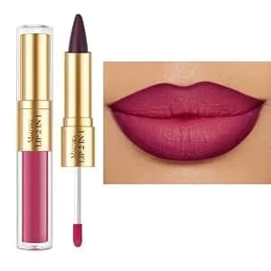 Maki Yika Purple Lipliner Hot Pink Matte Liquid Lipstick Combo Women - 2in1 Long Lasting Lipsticks For Ombre Lips Waterproof Lipliner Lip Stick For Halloween Cruelty Free,lga03