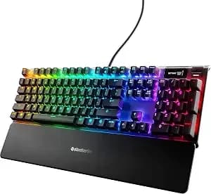 Steelseries Apex 7 Mechanical Gaming Keyboard – Oled Smart Display – Usb Passthrough And Media Controls – Linear , Quiet – Rgb Backlit (Red Switch)