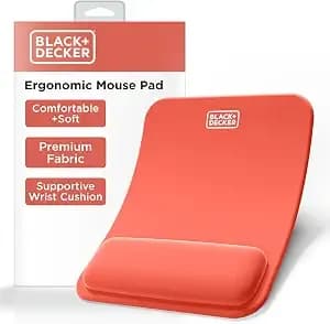 Black+Decker Ergonomic Mouse Pad Wrist Support - Comfortable Mouse Pad Wrist Rest - Wrist Relief Gel Mousepad - Non-Slip Base Aesthetic Mousepad For Gaming, Home, Office - Perfect For Computer, Laptop