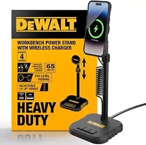 Dewalt Heavy Duty Magnetic Wireless Charging Stand W/Usb Ports, Compatible Magsafe Charger Adjustable Workbench Stand W/Wireless Charger Iphone Compatible, 3 Type C 1 Usb Multi-Device Charging Station