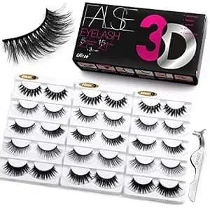 Eliace 3d Mink Lashes Natural Look 5 Mixed Styles 15 Pairs Fake Eyelashes Bulk Pack Handmade Luxurious Volume Fluffy Natural Eyelashes Comfortable And Soft Strip False Eye Lashes For Women