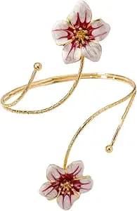 Makemechic Beach Gold Arm Cuff Jewelry For Women Bangle Band Armlet Flower Upper Arm Cuff Bracelet Summer Beach Essentials