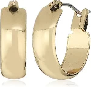 Anne Klein Gold Tone Small Hoop Earrings For Women – Click Top Hoop Earrings, Classic Gold Fashion Jewelry Hoops