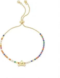 Disney Princess Gold Cz Crown Bolo Bracelet 14kt Gold Flash Plated - This Officially Licensed Princess Bolo Bracelet Is Crafted From Gold-Plated With Crystal Accents.