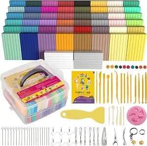 Aestd-St Polymer Clay Kit 50 Colors, Oven Bake Modeling Clay For Kids - Diy Starter Kit, 20 Sculpting Tools & Accessory, Easy To Shape, Non-Sticky, Colorful, Storage Box, Gift For Kids & Artists