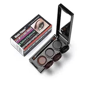 Music Flower 3 In 1 Eyebrow Gel And Eyeliner Waterproof Smudge-Proof Long Wear Black+Brown With Brush