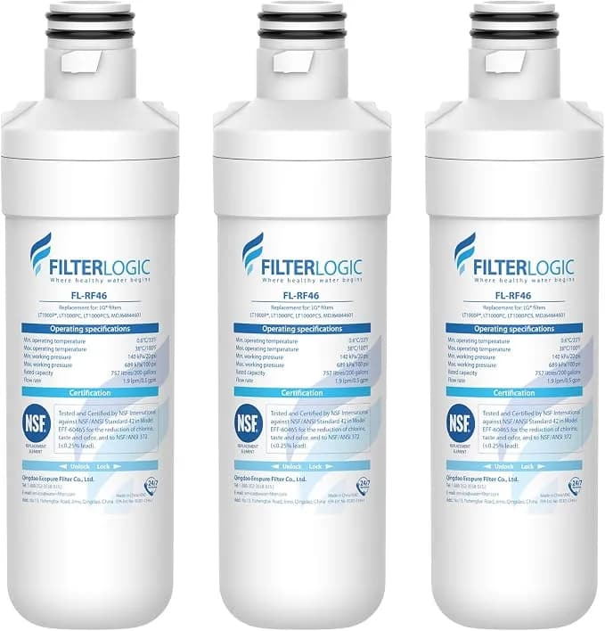Filterlogic lt1000pc adq747935 Refrigerator Water Filter, 3 Pack - Replacement For Lg® lt1000p®/Pc/Pcs, lfxs26596s, lfxs28596s, lfxc22526s, adq74793501, adq74793502, Kenmore® 46-9980