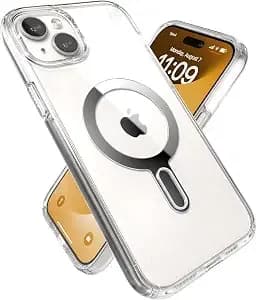 Speck Clear Iphone 15 Plus Case - Clicklock No-Slip Interlock, Built For Magsafe, Drop Protection - For Iphone 15 Plus & Iphone 14 Plus - Anti-Yellowing 6.7 Inch Phone Case - Presidio Clear/Chrome
