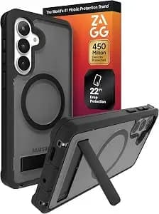 Zagg Rainier Snap Samsung Galaxy s26+ Case With Kickstand - Smoke Black, 22ft Drop Protection, Rugged Dual-Layer Magnetic Case, Graphene Fortified Heavy Duty Shockproof, Military Grade Defense