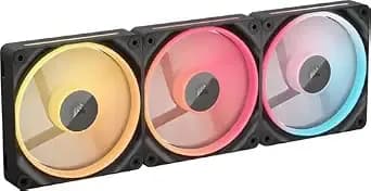 Corsair Icue Link lx120-R Rgb 120mm Pwm Reverse Fans – Triple Fan Kit – Low-Noise, Magnetic Dome Bearing, Dual Light Loops, Corsair Quikturn Screws, Zero Rpm Mode – Black