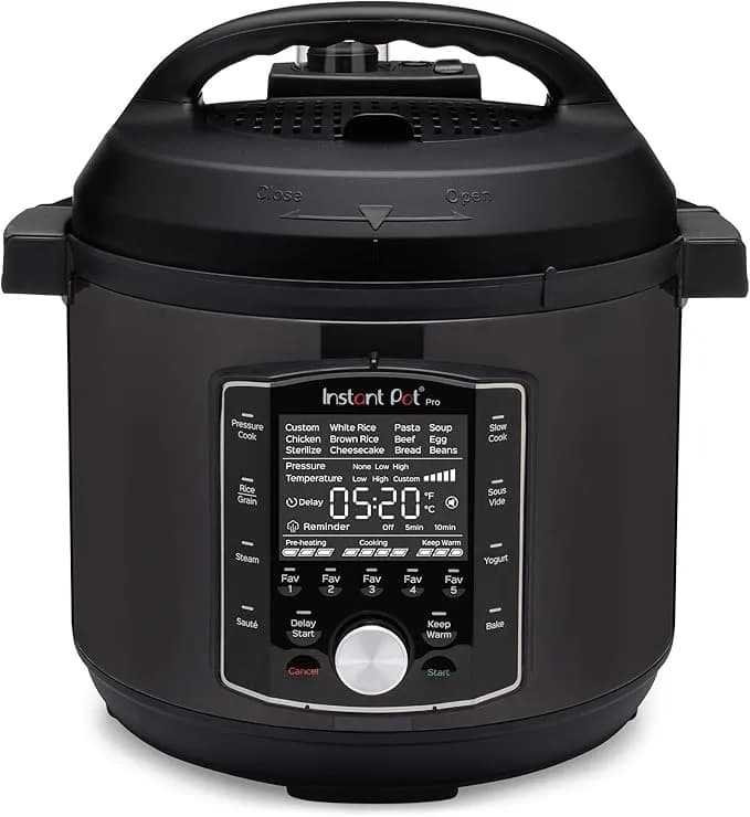 Instant Pot Pro (8 Qt) 10-In-1 Pressure Cooker, Slow Cooker, Rice/Grain Cooker, Steamer, Sauté, Sous Vide, Yogurt Maker, Sterilizer, And Warmer, Includes App With Over 800 Recipes, Black