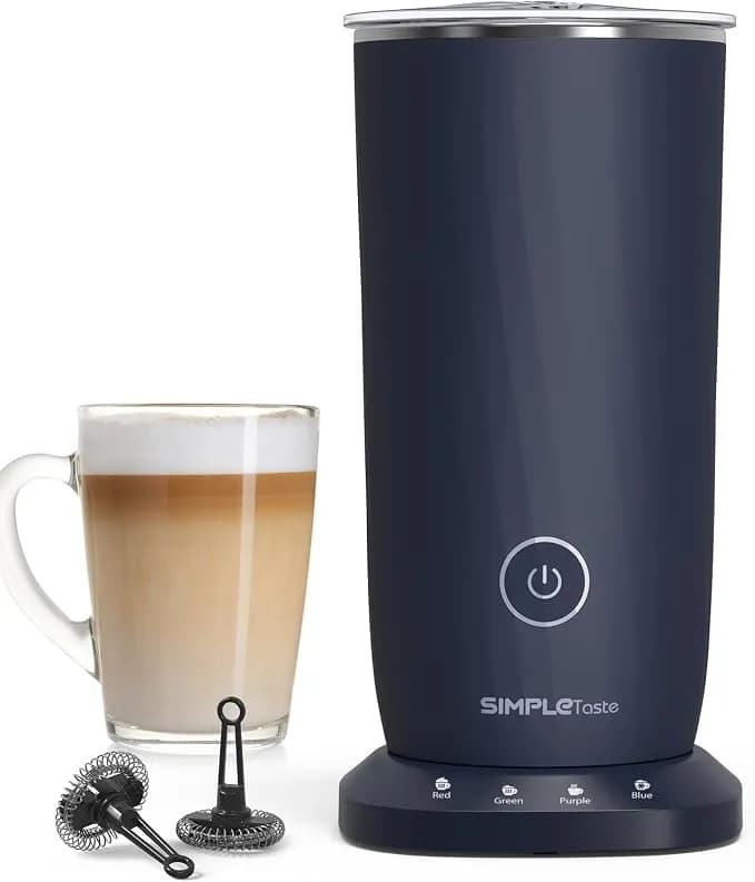 Simpletaste Milk Frother, 4-In-1 Electric Automatic Milk Steamer, Dark Blue - Warm And Cold Foam Maker And Milk Warmer For Latte, Cappuccino, Macchiato, Hot Chocolate