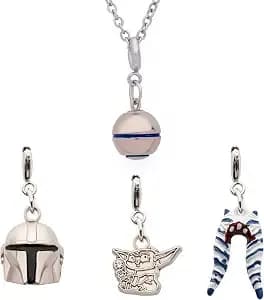 Star Wars The Mandalorian Interchangeable Pendant Necklace, 18 Inch Chain - Officially Licensed Collectible, Base Metal Pendant On An 18 Inch Steel Chain With 2 Inch Extender, Made For Adult Fans