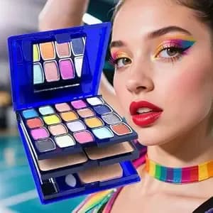 Badhare Eyeshadow Lipstick Blusher Makeup Box 20 Color Eyeshadow Palette 5 Lipstick 5 Blusher Set Full Face Makeup Kit With Cosmetic Mirror,Blush, Highlighter, Brushes & Sponge Personal Makeup Set