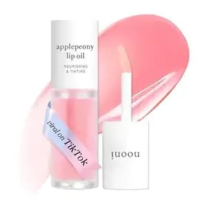 Nooni Korean Lip Oil - Applepeony - Ph Color-Changing Plumping Lip Gloss - 24hr Hydration, Moisturizing Lip Oil, Natural Lip Plumping Effect, Waterproof Wear, Glossy Finish, Gift Stocking Stuffers