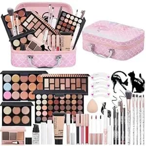 Travel Makeup Kit, Makeup Set For Teen Girls, Make Up Gift Set For Women With Makeup Box, Eyeshadow Palettes, Foundation, Concealer, Brushes Set (Colors 29)