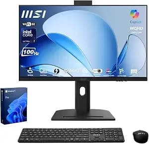 Msi Modern 27" Business All-In-One Ai Desktop, 27" Wqhd Ips 100hz Display, Intel Core Ultra 7 155h, 64gb ddr5, 2tb Ssd, Fhd Ir Webcam, Wi-Fi 6e, Thunderbolt 4, Hdmi, Wireless Kb&Mouse, Windows 11 Pro