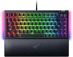 Razer Blackwidow v4 75% Mechanical Gaming Keyboard, Orange Switches, Black - Hot-Swappable Design, Compact & Durable, Chroma Rgb, Mf Roller & Media Keys, Comfortable Wrist Rest