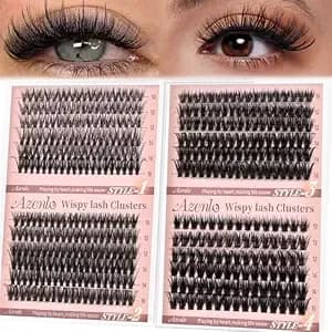 Azenlo Wispy Lash Clusters 30d+40d+60d+80d- 4 Styles 10-16mm Diy Eyelash Extensions, Natural Look Lightweight, Beginner Friendly Reusable 456pcs Individual Lashes For Everyday & Party Use