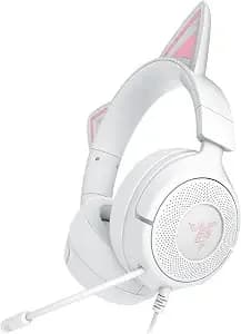Razer Kraken Kitty v3 X Wired Gaming Headset, Kitty Ears, White - Hyperclear Cardioid Mic, 40 Mm Drivers, 7.1 Surround Sound, Comfy Ear Cushions, Cross-Platform Via 3.5mm Pc, ps5, Xbox