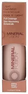 Mineral Fusion Full Coverage Foundation, Liquid Foundation - Cool 2- Light Complexion W/Cool Undertones, Lightweight Matte Finish, Up To 12 Hr Hydration, Hypoallergenic & Vegan, 1 Fl. Oz
