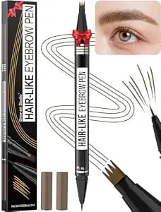Vevivia Microblading Eyebrow Pen For Natural Hair Like Strokes, Brown - 2-In-1 Dual-Ended Eyebrow Pencil, 4-Fork-Tip & Precise Brush-Tip, Eyebrow Pencils For Women & Men, Waterproof Last All-Day