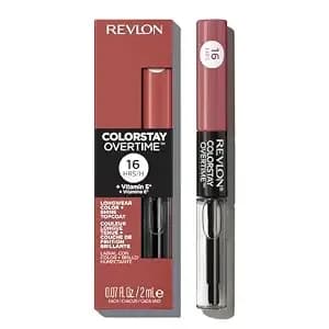 Revlon Colorstay Overtime Liquid Lipstick With Clear Lip Gloss, Long-Lasting Lip Color, Dual Ended With Moisturizing Vitamin E, 350 Bare Maximum, 0.07 Fl Oz