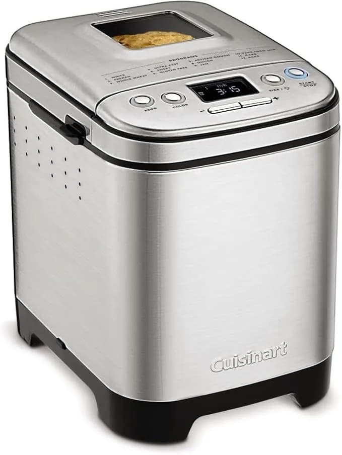 Cuisinart Bread Maker Machine, Stainless Steel, 12 Programs, Up To 2 Lbs - Compact Automatic Bread Maker With 12 Menu Options, 3 Crust Colors & Sizes, Lcd Display, 13-Hr Delay-Start Timer, Cbk-110p1es