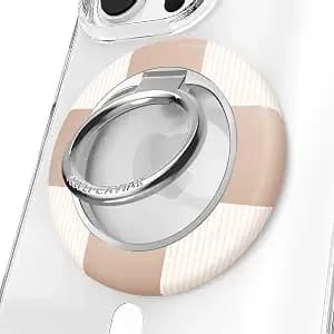 Velvet Caviar Compatible With Magsafe Phone Grip 2.0 - Cute Magnetic Ring Holder - Finger Loop Kickstand - Pop On Accessory For Iphone 17, 16, 15, 14, 13, 12 - Nude Checkered