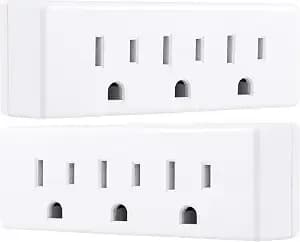 Philips Outlet Extender, 2 Pack, 3 Outlet Multi Plug Wall Power Splitter - 3 Prong Multiple Plug Wall Adapter, Electrical Expander, Home Office Dorm Essentials, Ul Safety Listed, White, sps1630w/37