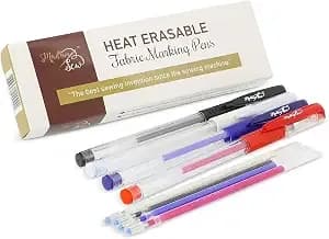 Madam Sew Heat Erasable Fabric Marking Pens For Sewing And Quilting - Fabric Markers For Sewing, Embroidery, Dressmaking With 4 Pens + 4 Refills - 8-Piece Set No Ghost Lines, Disappearing Ink