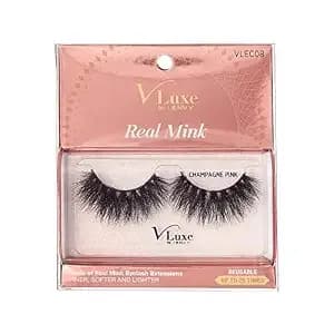 I•Envy False Eyelashes Real Mink Lashes Dramatic Long Eyelashes (Champagne Pink)